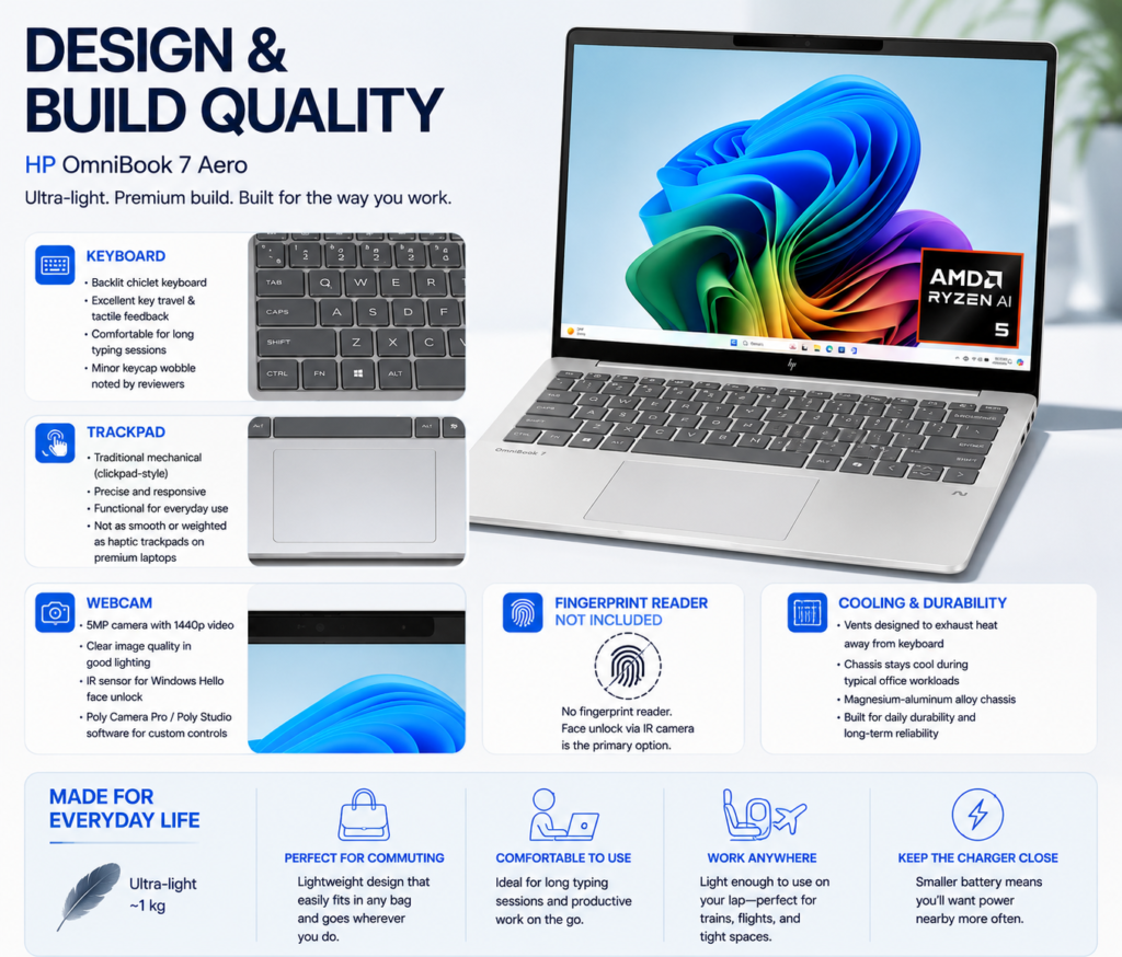 HP OmniBook 7 Aero Design and build quality