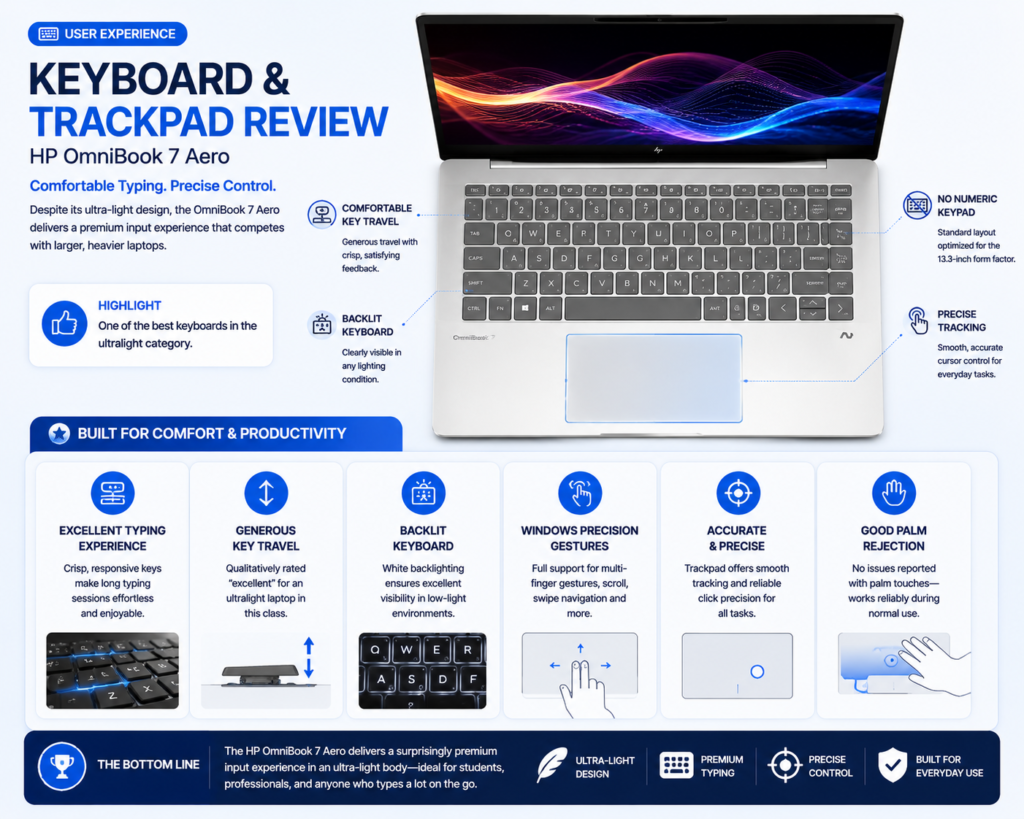HP ominibook 7 Aero Keyboard and Trackpad